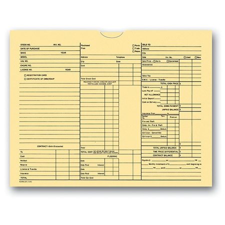 CAR DEALER DEPOT 3-In-1 Deal Envelope, 9" X 12", 100 Per Pack (Form Pap-237) Pk 543-100